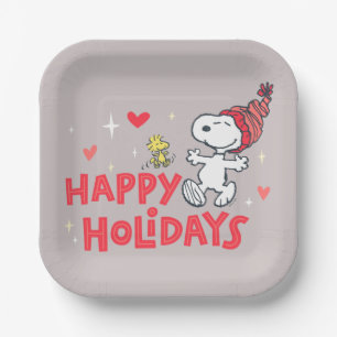 Peanuts   Snoopy & Woodstock Happy Holidays Paper Plate