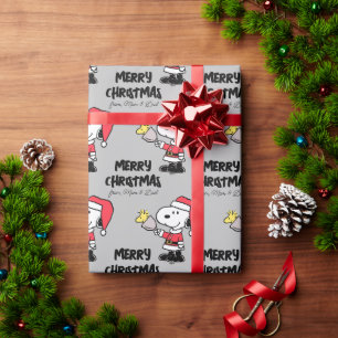 Peanuts   Snoopy & Woodstock Ho Ho   Add Your Name Wrapping Paper