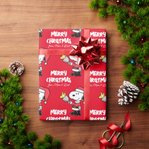 Peanuts   Snoopy & Woodstock Ho Ho   Add Your Name Wrapping Paper