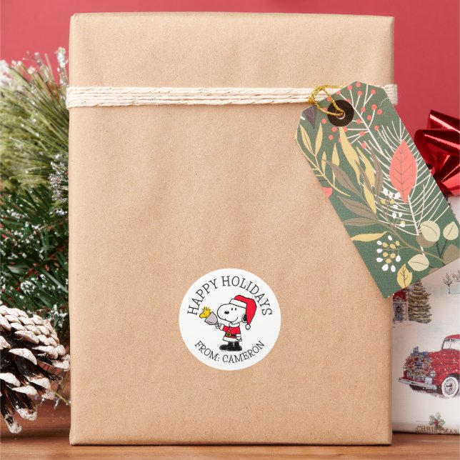 Peanuts | Snoopy & Woodstock Ho Ho Ho Classic Round Sticker (Holiday)