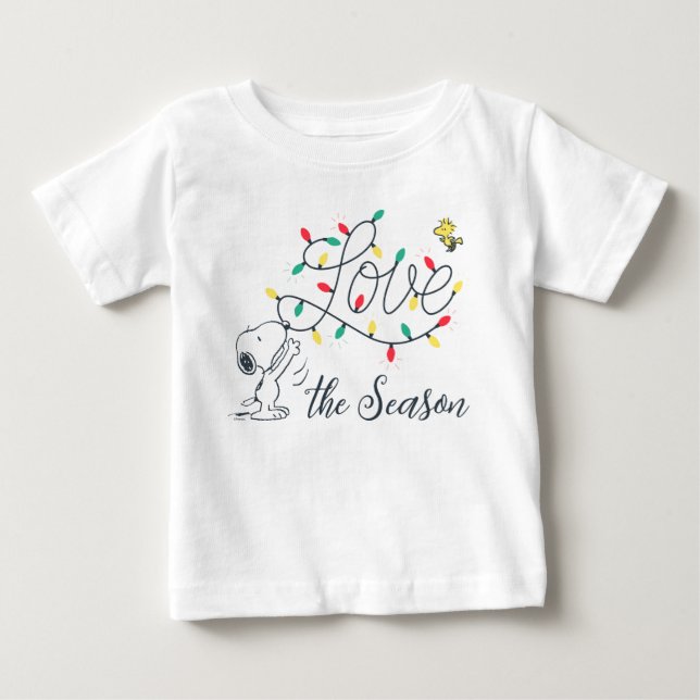 Peanuts | Snoopy & Woodstock Holiday Decorating Baby T-Shirt (Front)