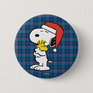 Peanuts   Snoopy & Woodstock Holiday Hugs 6 Cm Round Badge