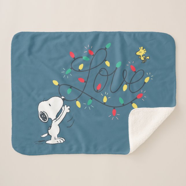 Peanuts | Snoopy & Woodstock Holiday Sherpa Blanket (Front (Horizontal))