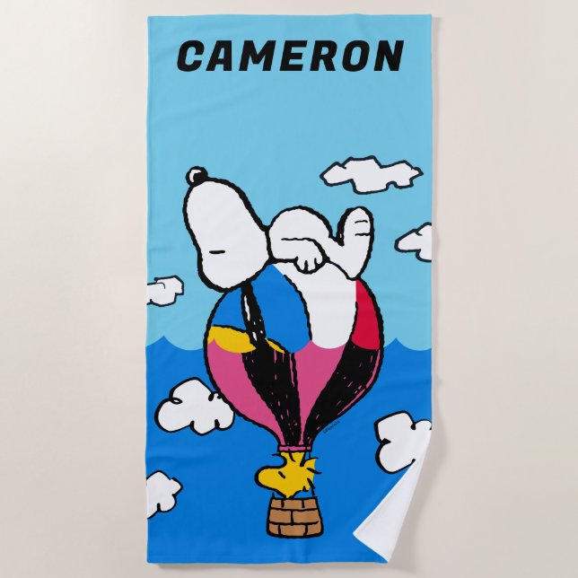 Peanuts | Snoopy & Woodstock Hot Air Balloon Beach Towel (Front)