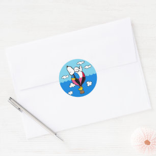Peanuts   Snoopy & Woodstock Hot Air Balloon Classic Round Sticker