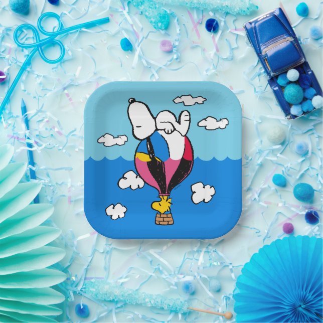 Peanuts | Snoopy & Woodstock Hot Air Balloon Paper Plate (Party)