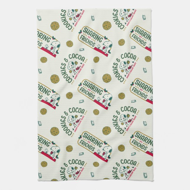 Peanuts | Snoopy & Woodstock Hot Cocoa Pattern Tea Towel (Vertical)