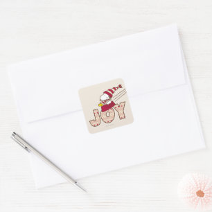 Peanuts   Snoopy & Woodstock Joy Sled Ride Square Sticker