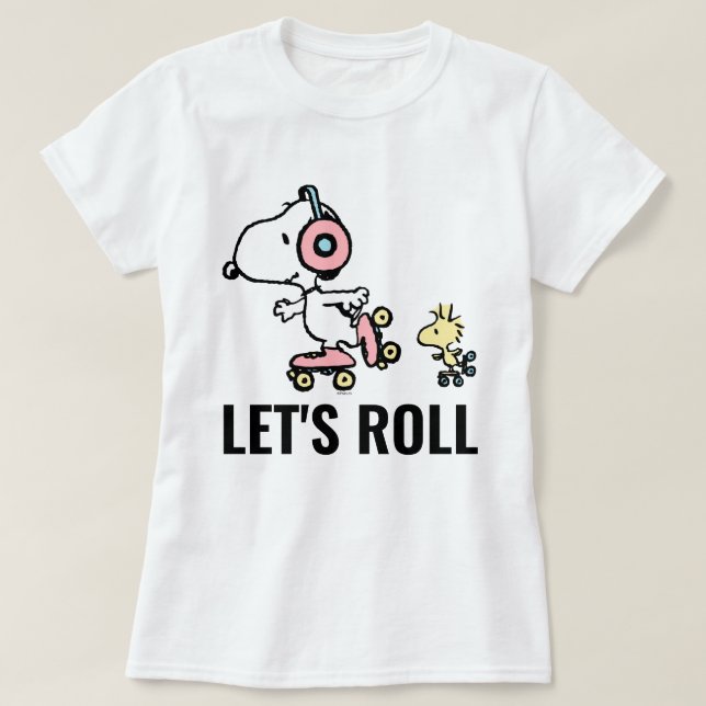 PEANUTS | Snoopy & Woodstock | Let's Roll T-Shirt (Design Front)