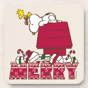 Peanuts   Snoopy & Woodstock Merry Ugly Sweater Coaster