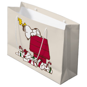 Peanuts Snoopy & Woodstock Merry Ugly Sweater Large Gift Bag