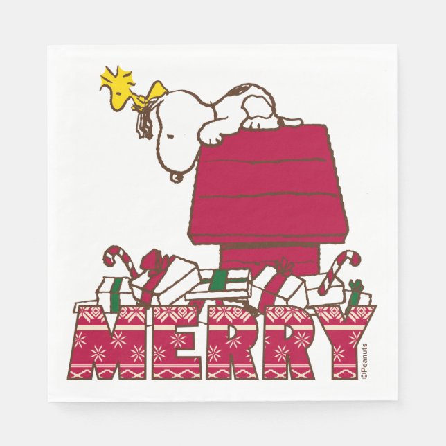 Peanuts | Snoopy & Woodstock Merry Ugly Sweater Napkin (Front)