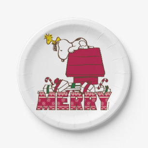 Peanuts   Snoopy & Woodstock Merry Ugly Sweater Paper Plate