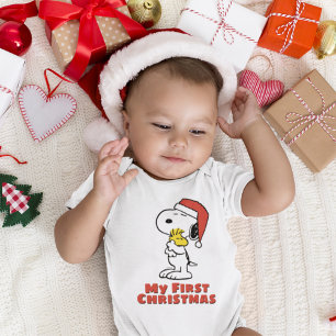 Peanuts Snoopy & Woodstock - My First Christmas Baby Bodysuit