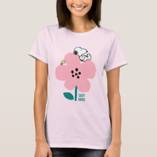 Peanuts Snoopy & Woodstock Nap on Pink Flower T-Shirt