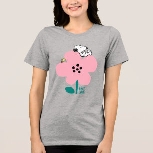 Peanuts Snoopy & Woodstock Nap on Pink Flower Tri-Blend Shirt