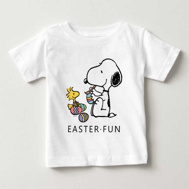 Peanuts | Snoopy & Woodstock Painting Eggs Baby T-Shirt (Front)