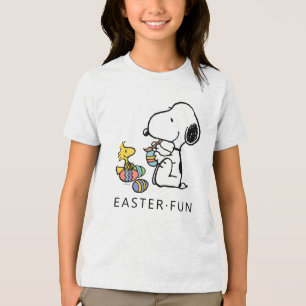 Peanuts Snoopy & Woodstock Painting Eggs Tri-Blend Shirt