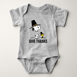 Peanuts Snoopy & Woodstock Pilgrim Baby Bodysuit