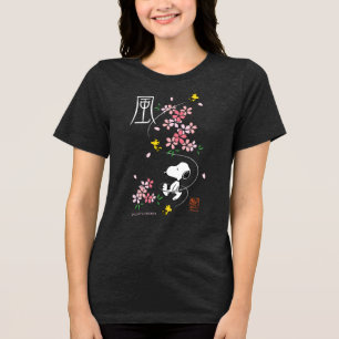 Peanuts   Snoopy & Woodstock Pink Spring Blossoms Tri-Blend Shirt