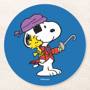 Peanuts   Snoopy & Woodstock Pirates Round Paper Coaster