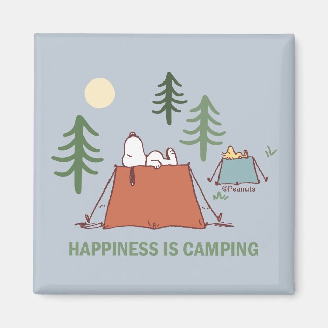 Peanuts | Snoopy & Woodstock Pitching Tents Magnet (Front)