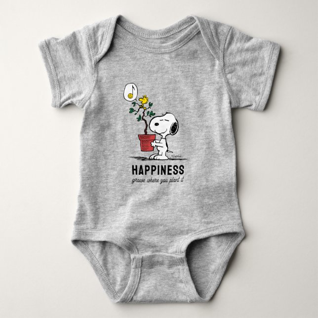 Peanuts | Snoopy & Woodstock Plant A Tree Baby Bodysuit (Front)