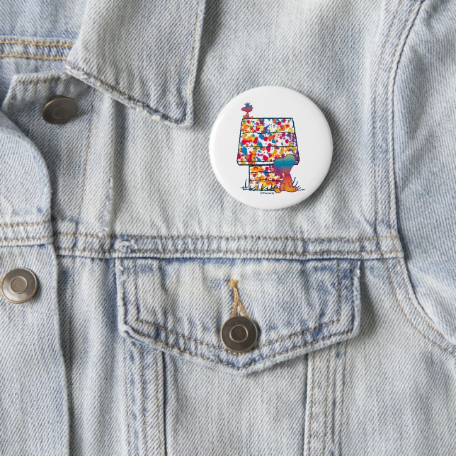 Peanuts | Snoopy & Woodstock Rainbow Paint 6 Cm Round Badge (In Situ)