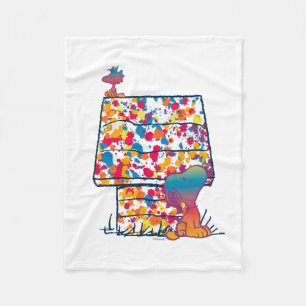 Peanuts   Snoopy & Woodstock Rainbow Paint Fleece Blanket