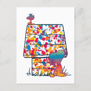 Peanuts   Snoopy & Woodstock Rainbow Paint Postcard