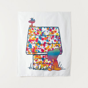 Peanuts   Snoopy & Woodstock Rainbow Paint Tapestry