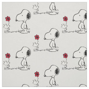 Peanuts   Snoopy & Woodstock Red & Black Fabric