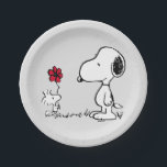Peanuts | Snoopy & Woodstock Red & Black Paper Plate<br><div class="desc">Set the perfect scene for your next celebration with these absolutely adorable Peanuts paper plates! Featuring the heartwarming classic illustration of Snoopy receiving a sweet, bright red flower from his best pal, Woodstock, these plates are guaranteed to bring smiles to all your guests.</div>