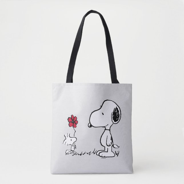 Peanuts | Snoopy & Woodstock Red & Black Tote Bag (Front)