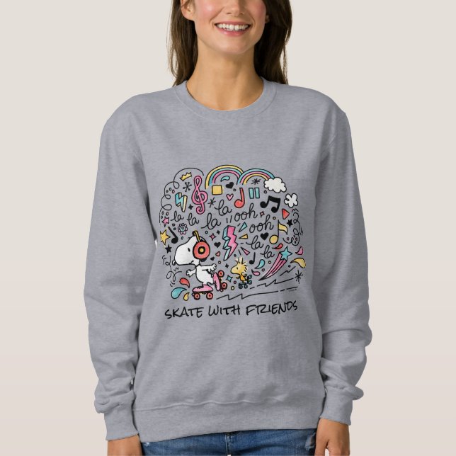 Peanuts | Snoopy & Woodstock Roller Skating Sweatshirt (Front)