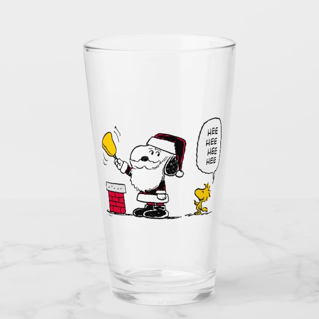 Peanuts | Snoopy & Woodstock Santa Bell Ringer Glass (Front)
