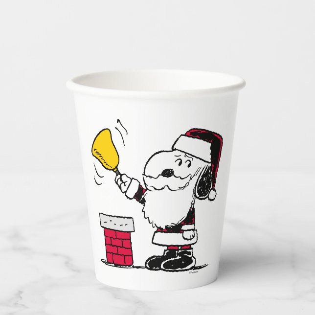 Peanuts | Snoopy & Woodstock Santa Bell Ringer Paper Cups (Front)