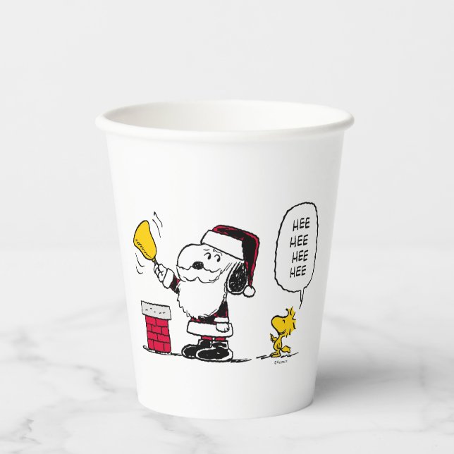 Peanuts | Snoopy & Woodstock Santa Bell Ringer Paper Cups (Front)