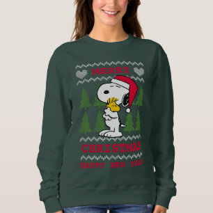 Peanuts   Snoopy & Woodstock Santa Claus Hug Sweatshirt