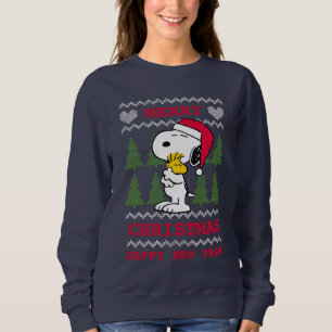 Peanuts   Snoopy & Woodstock Santa Claus Hug Sweatshirt