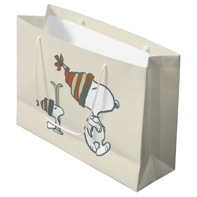 Peanuts | Snoopy & Woodstock Ski Trip Large Gift Bag (Front Angled)