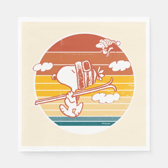 Peanuts | Snoopy & Woodstock Ski Trip Napkin (Front)