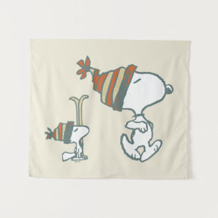 Peanuts   Snoopy & Woodstock Ski Trip Tapestry