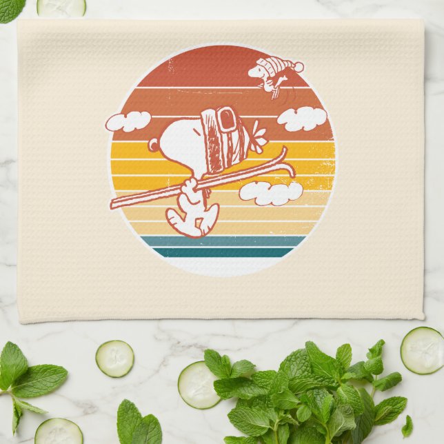 Peanuts | Snoopy & Woodstock Ski Trip Tea Towel (Folded)