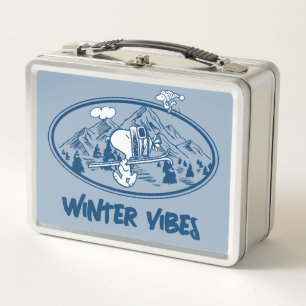Peanuts   Snoopy & Woodstock Skiing Metal Lunch Box