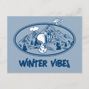 Peanuts   Snoopy & Woodstock Skiing Postcard