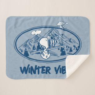 Peanuts   Snoopy & Woodstock Skiing Sherpa Blanket