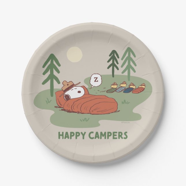 Peanuts | Snoopy & Woodstock Sleeping Campers Paper Plate (Front)