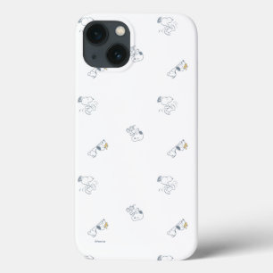 Peanuts   Snoopy & Woodstock Soft Grey Pattern iPhone 13 Case