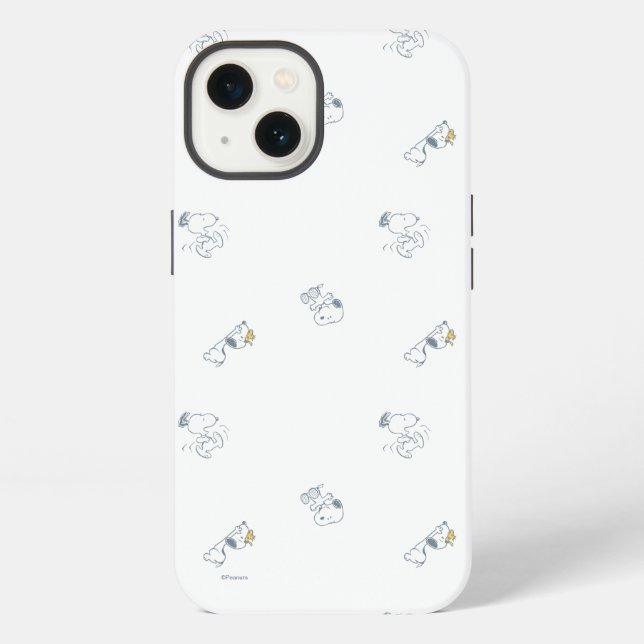 Peanuts | Snoopy & Woodstock Soft Grey Pattern iPhone Case (Back)